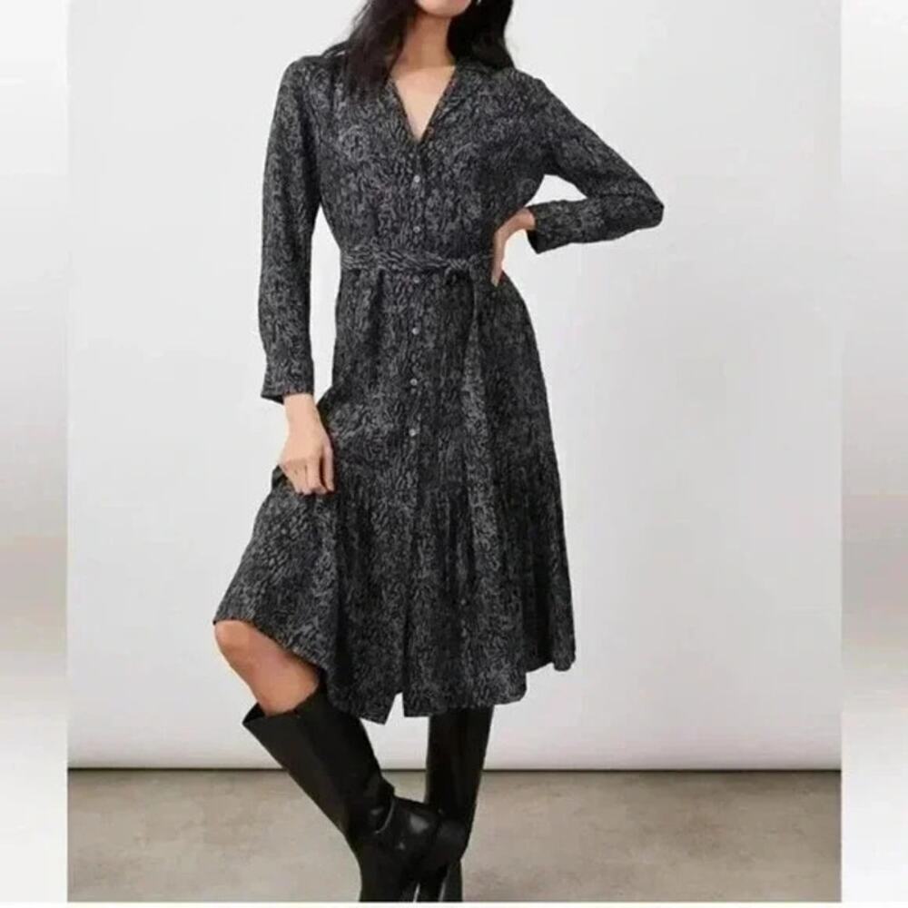 RAILS Beatrice Midi Dress Charcoal Abstract Animal Print Size Small Gray